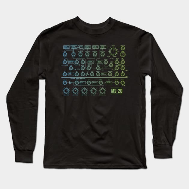 MS-20 Patch Panel Long Sleeve T-Shirt by Synthshirt
